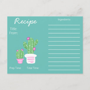 Trendy potcactus recept briefkaart