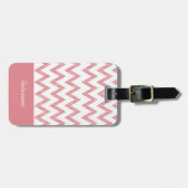 Trendy potlood roze Chevron zigzags met naam Bagagelabel (Voorkant horizontaal)