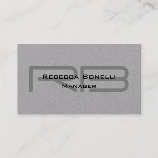 Trendy Premium Gray Monogram Minimalist Plain Visitekaartje (Voorkant)
