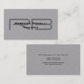 Trendy Premium Gray Monogram Minimalist Plain Visitekaartje (Voorkant / Achterkant)