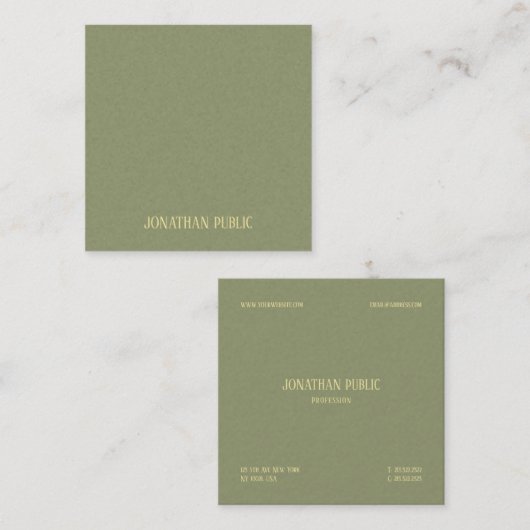 Trendy Premium Pearl Finish Modern Elegant Top Vierkante Visitekaartje (Voorkant / Achterkant)