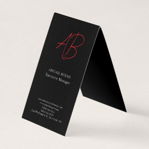Trendy Premium Zijde Modern Monogram Gewone Zwarte Visitekaartjes