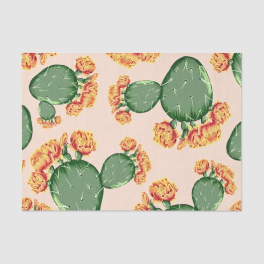 Trendy Prickly Pear Cactus & Cactus Blossom Tissuepapier (Voorkant)