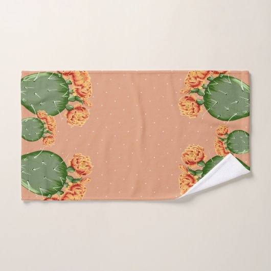 Trendy Prickly Pear Cactus & Flowers Bad Handdoek (Handdoek)
