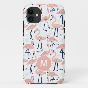 Trendy Princess Flamingo patroon Monogram iPhone 11 Hoesje