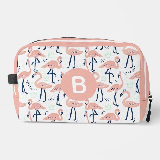 Trendy Princess Flamingo patroon Monogram Pink Toilettasje (Voorkant)