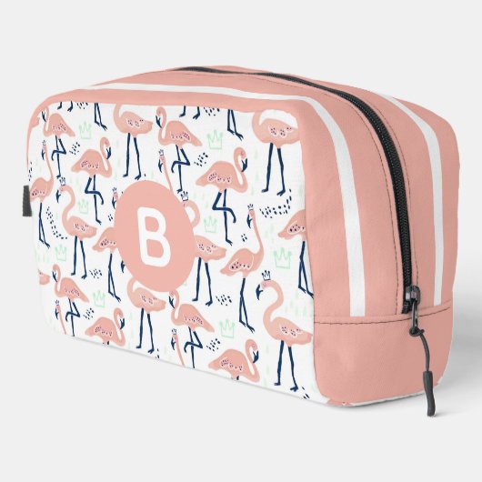 Trendy Princess Flamingo patroon Monogram Pink Toilettasje (Rechterhoek)