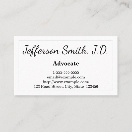 Trendy & Professional Advocate Visitekaartje (Voorkant)