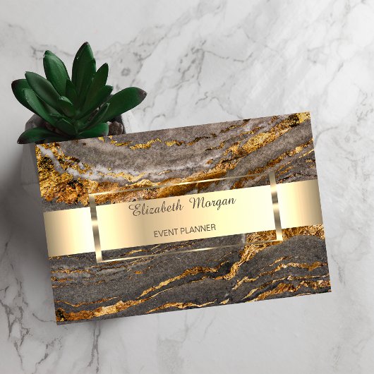 Trendy Professional Gold Stripe Marble Visitekaartje