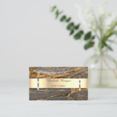 Trendy Professional Gold Stripe Marble Visitekaartje (Staand voorkant)