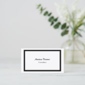 Trendy Professional Simple Plain Black & White Visitekaartje (Staand voorkant)
