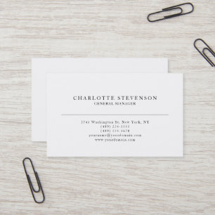 Trendy Professionele Witte Eenvoudige Minimalistis Visitekaartje