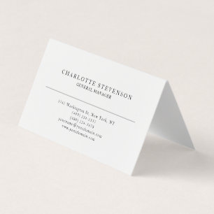 Trendy Professionele Witte Eenvoudige Minimalistis Visitekaartjes