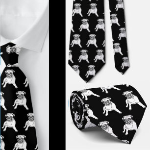 Trendy Pug Dog Black Classic Moderne Stropdas