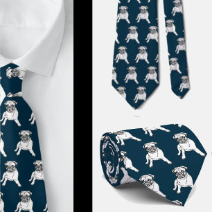 Trendy pug-hond navyblauwe klassieke moderne strop stropdas