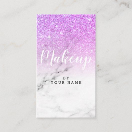 Trendy PurpleGlitter Marble Vertical Visitekaartje (Voorkant)