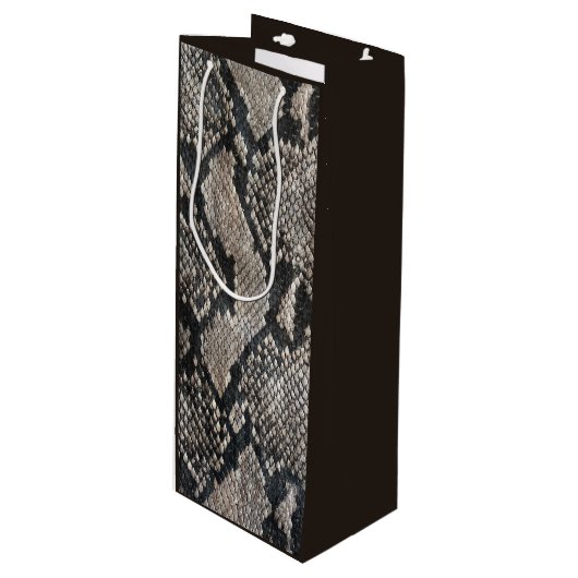 Trendy Python Snake Skin - Rich Elegant Mode Wijn Cadeautas (Voorkant Gekanteld)