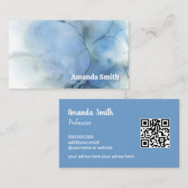 Trendy QR code cool abstract pastelblauw Visitekaartje