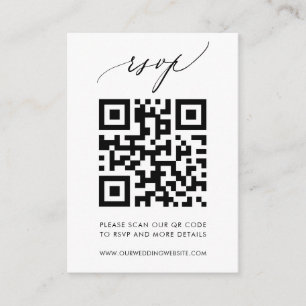 Trendy QR Code Elegant Calligraphy Wedding RSVP Informatiekaartje