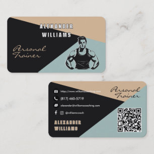 Trendy QRcode Houtskool Zand Teal Persoonlijke Tra Visitekaartje