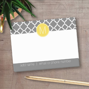 Trendy Quatrefoil Patroon met Adres & Monogram Post-it® Notes