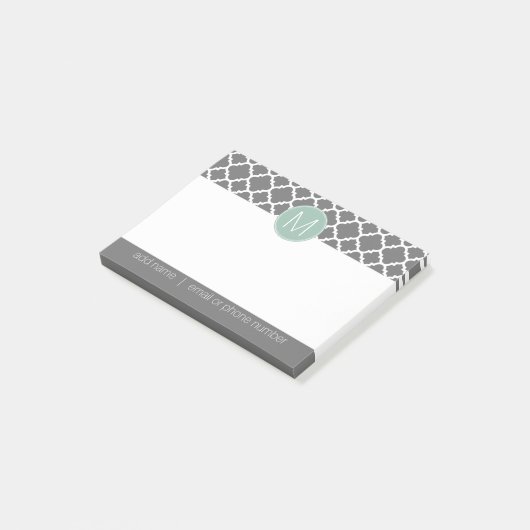 Trendy Quatrefoil Pattern met Custom Monogram Post-it® Notes (Schuin)