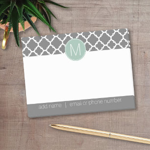 Trendy Quatrefoil Pattern met Custom Monogram Post-it® Notes
