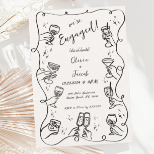 Trendy Quirkye Hand Getekende Kriebels Bruiloft Fe Kaart