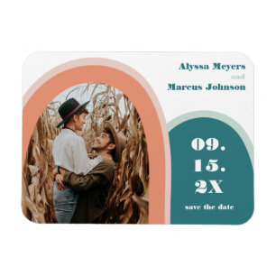 Trendy Rainbow Boho Save the Date Magneet
