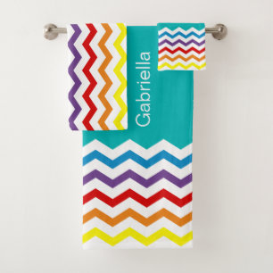 Trendy Rainbow Chevron Blauwgroen patroon geperson Bad Handdoek