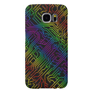 Trendy Rainbow Circuit Board Pattern Samsung Galaxy S6 Hoesje