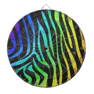 Trendy Rainbow en Black Zebra Animal Print op ele Dartbord