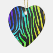 Trendy Rainbow en Black Zebra Animal Print op ele Keramisch Ornament (Links)