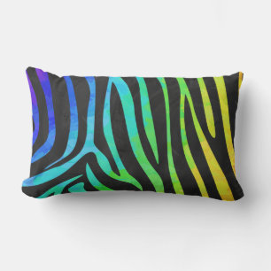 Trendy Rainbow en Black Zebra Animal Print op ele Kussen