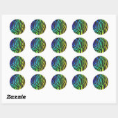 Trendy Rainbow en Black Zebra Animal Print op ele Ronde Sticker (Vel)