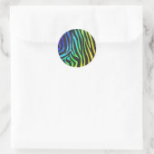 Trendy Rainbow en Black Zebra Animal Print op ele Ronde Sticker (Tas)