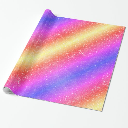 Trendy Rainbow Glitter Cadeaupapier (Uitgerold)