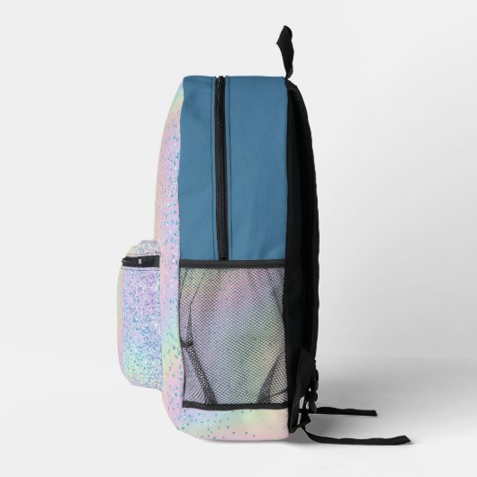 Trendy Rainbow Glitter Monogram Stijl Bedrukte Rugzak (Rechts)