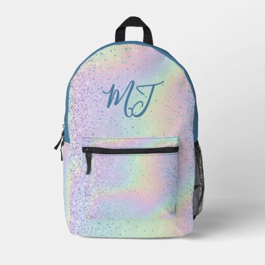 Trendy Rainbow Glitter Monogram Stijl Bedrukte Rugzak (Voorkant)