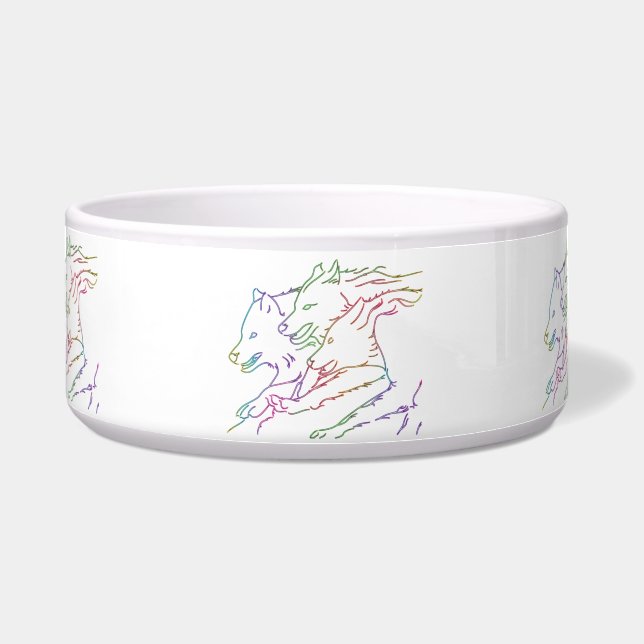 Trendy Rainbow Glowing Pack van Hardloopwolven Voerbakje (Voorkant)