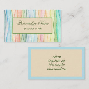 Trendy Rainbow Pastel Colors Soft Blue Border Visitekaartje
