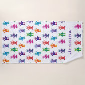 Trendy Rainbow Robots Pattern Personalized Kinder Strandlaken (Voorkant)