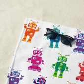 Trendy Rainbow Robots Pattern Personalized Kinder Strandlaken (In situ)