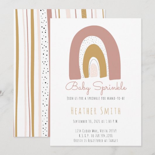 Trendy Rainbow Theme blush mosterdroze Sprinkle Kaart (Voorkant / Achterkant)