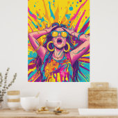 Trendy Rave Party Flat Illustration Doodle Poster (Keuken)