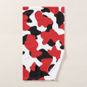 Trendy Red Black Cow Print Monogram Bad Handdoek (Handdoek)
