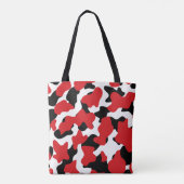 Trendy Red Black Cow Print Monogram Draagtas (Achterkant)