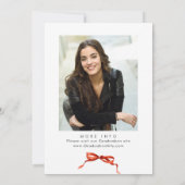 Trendy Red Bow Ribbon FOTO Afstudeerfeest Kaart (Achterkant)