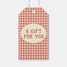 Trendy  Red Checkerboard Pattern - Aangepast Cadeaulabel