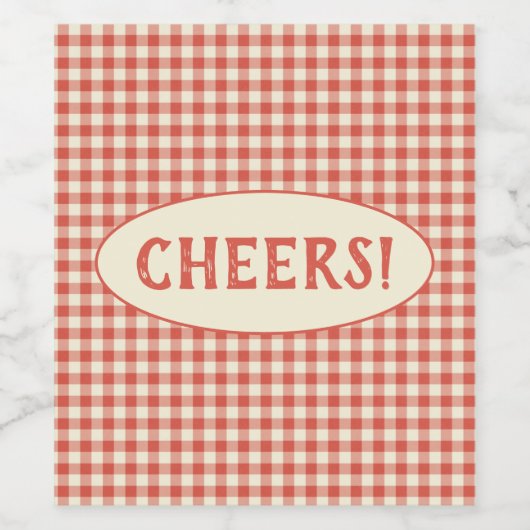 Trendy  Red Checkerboard Pattern - Aangepast Wijn Etiket (Enkel label)